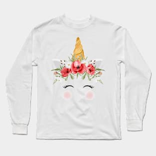 Unicorn Crown Watercolor Long Sleeve T-Shirt